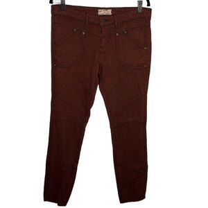 Free People Red Black Striped Moto Skinny Pants Women's Sz 28
